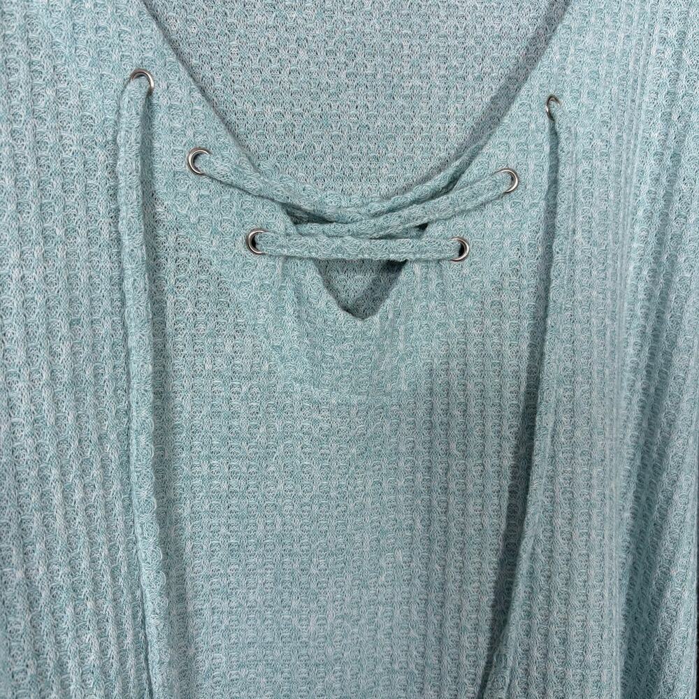 Lane Bryant Y2K Mint Waffle Knit Lace Up Top - Size 26/28 - Women's Plus Size - Picture 4 of 6